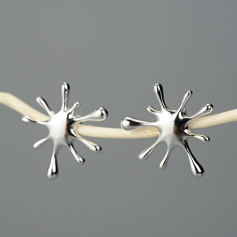 Lotus Fun 100% Sterling Silver Handmade Splashing Design Earrings