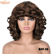 Short Curly Afro Wig with Bangs High Temperature Fiber