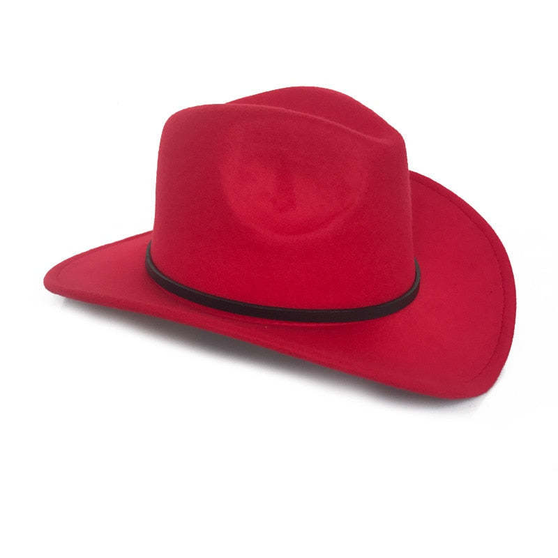 Unisex Large Wave Brim Cowboy Fedoras