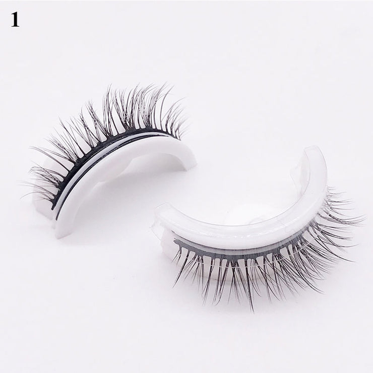 1pair Self-adhesive False Eyelashes Glue Free 3d Strip