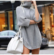 Turtleneck Pullover Irregularly Knitted Sweater