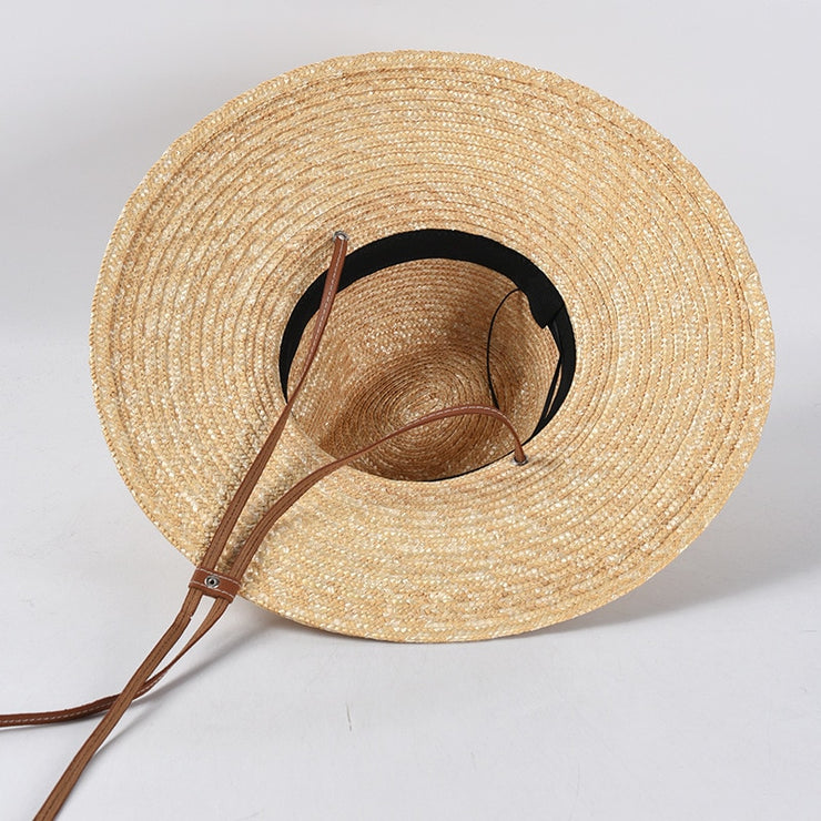 Belt Strap Straw Wide Brim Panama Hats