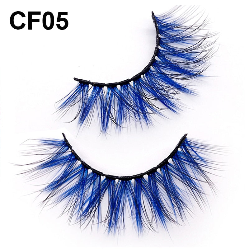 3D 5D Real Mink Strip Fake Colored Eyelashes