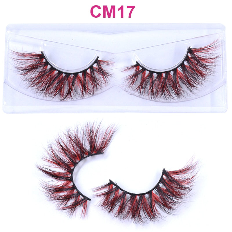 3D 5D Real Mink Strip Fake Colored Eyelashes