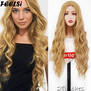 FEELSI Synthetic Pure Long Water Wave Halloween Wig