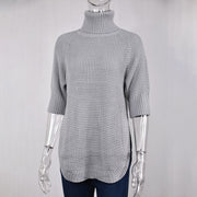 Turtleneck Pullover Irregularly Knitted Sweater