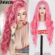 FEELSI Synthetic Pure Long Water Wave Halloween Wig