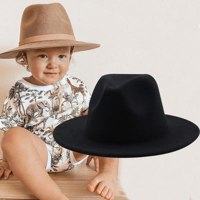 Unisex Child Solid Color Wool Classic Fedoras