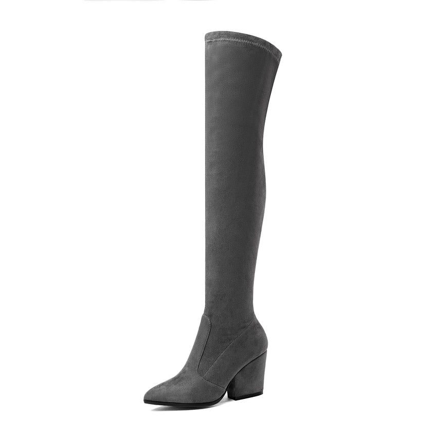 Over The Knee-High Wedged Heel Boots