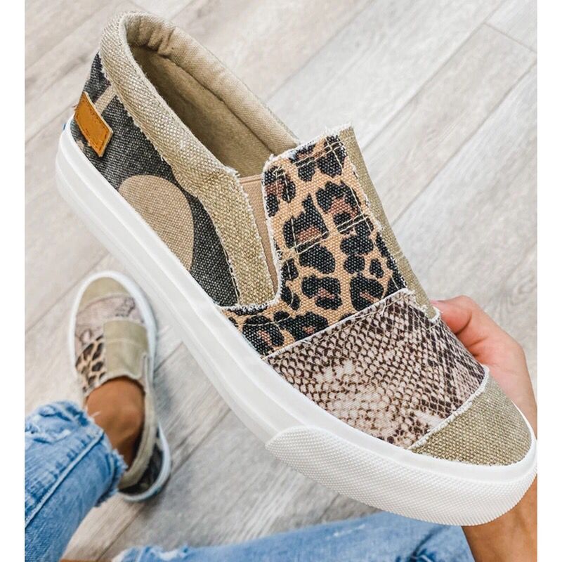 Casual Leproid Print Flat Sneakers