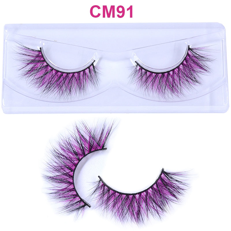 3D 5D Real Mink Strip Fake Colored Eyelashes