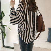 Striped Button-Down Long Sleeve Blouse