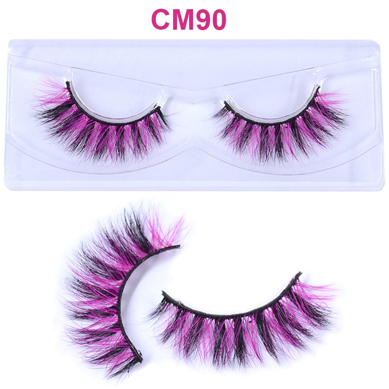 3D 5D Real Mink Strip Fake Colored Eyelashes