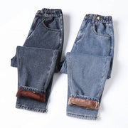 Winter Loose Fleece Lining Jeans