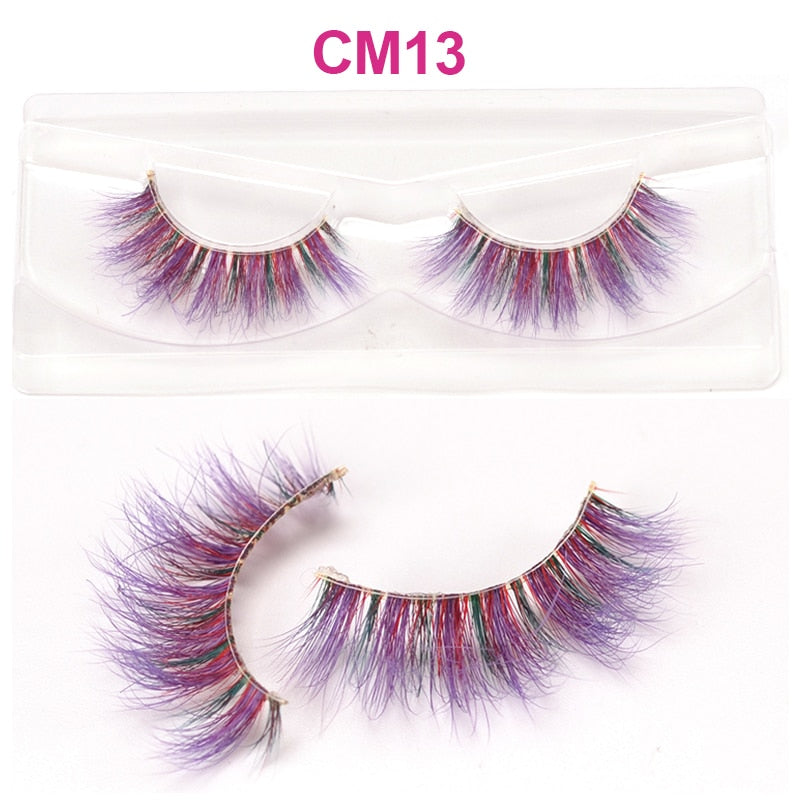 3D 5D Real Mink Strip Fake Colored Eyelashes