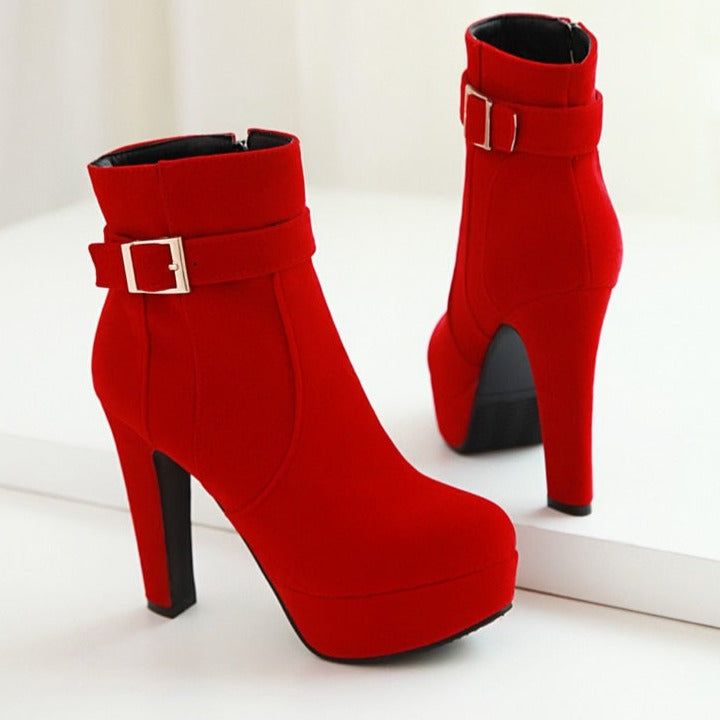 Zip Up Ankle Platform Boots