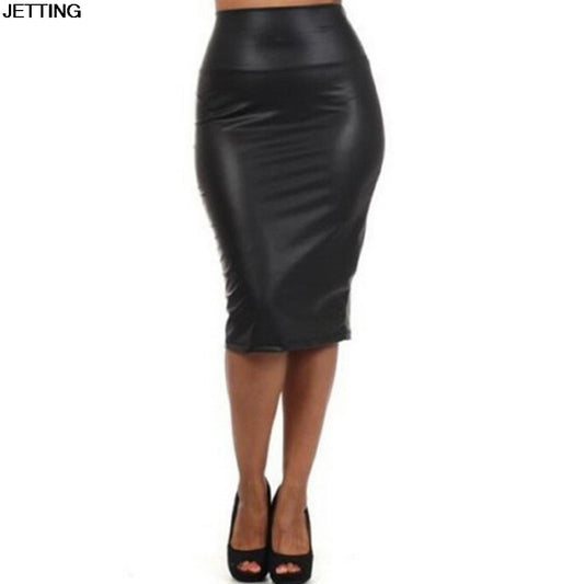 Leather High Waist Pencil Skirt