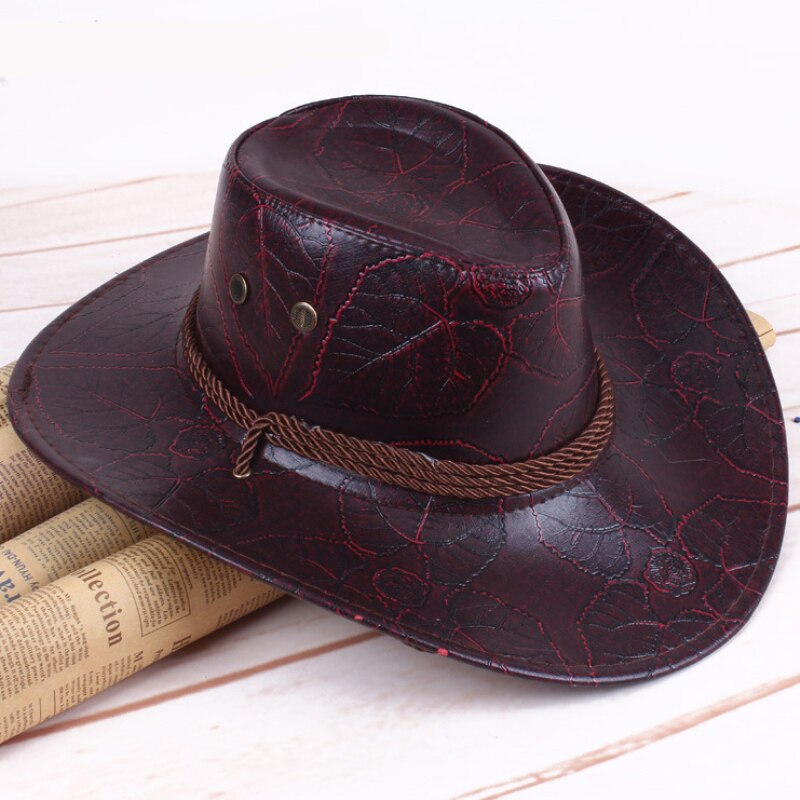 Unisex Leather Western Fedoras