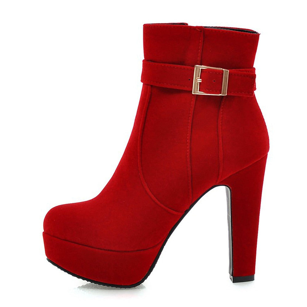 Zip Up Ankle Platform Boots