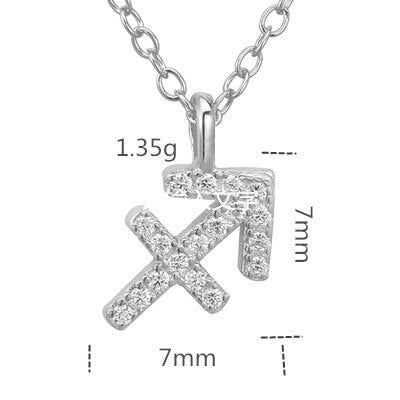 100% Sterling Silver 12 Star Zodiac Sign Pendant Necklaces