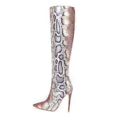 Pointed Toe Snake Print Stilettos