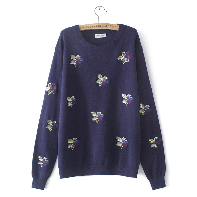 Oversize Flower Print Polyester Sweater