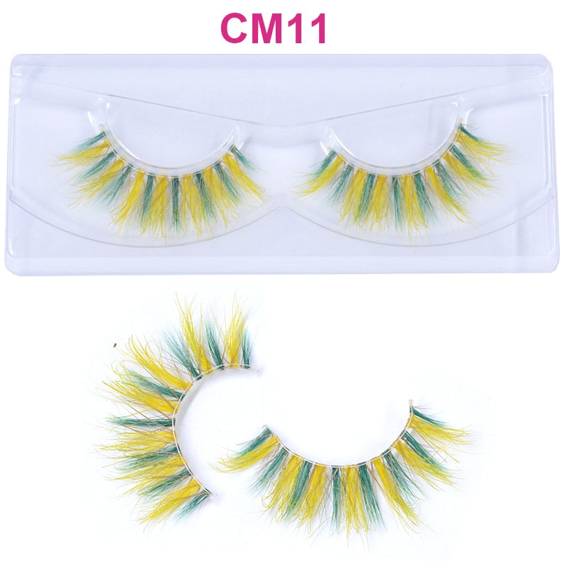 3D 5D Real Mink Strip Fake Colored Eyelashes