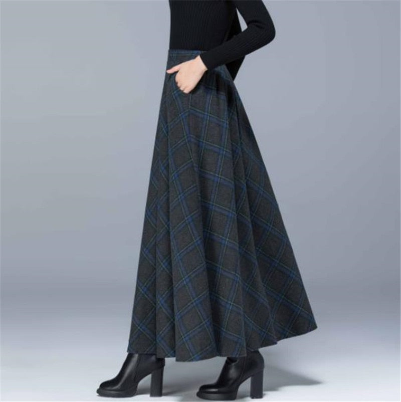 High Waist Wool Maxi Skirts