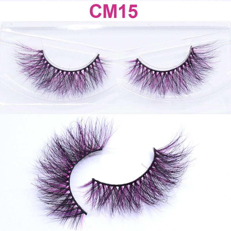 3D 5D Real Mink Strip Fake Colored Eyelashes