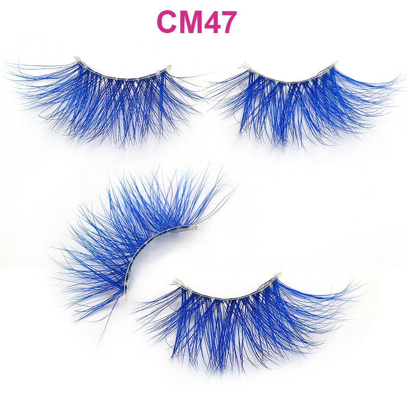 3D 5D Real Mink Strip Fake Colored Eyelashes