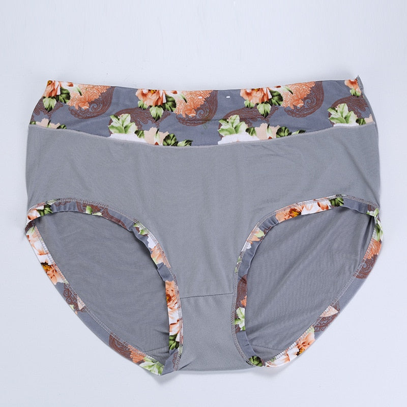 Flower Print High Waist Briefs