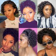 Short Human Hair Curly Lace Front Wigs