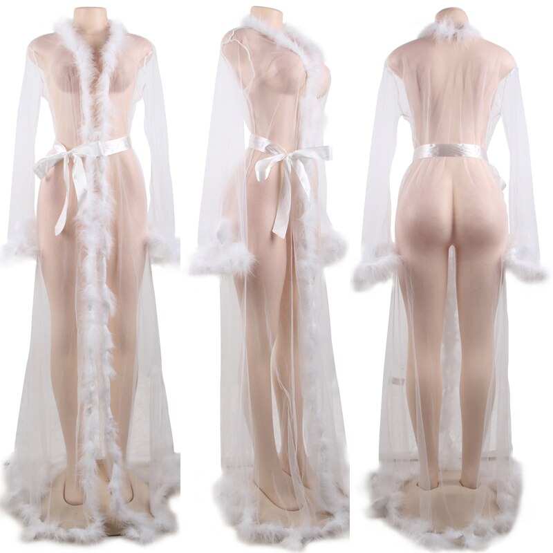 Long Sleeve Bodysuit Gown Transparent