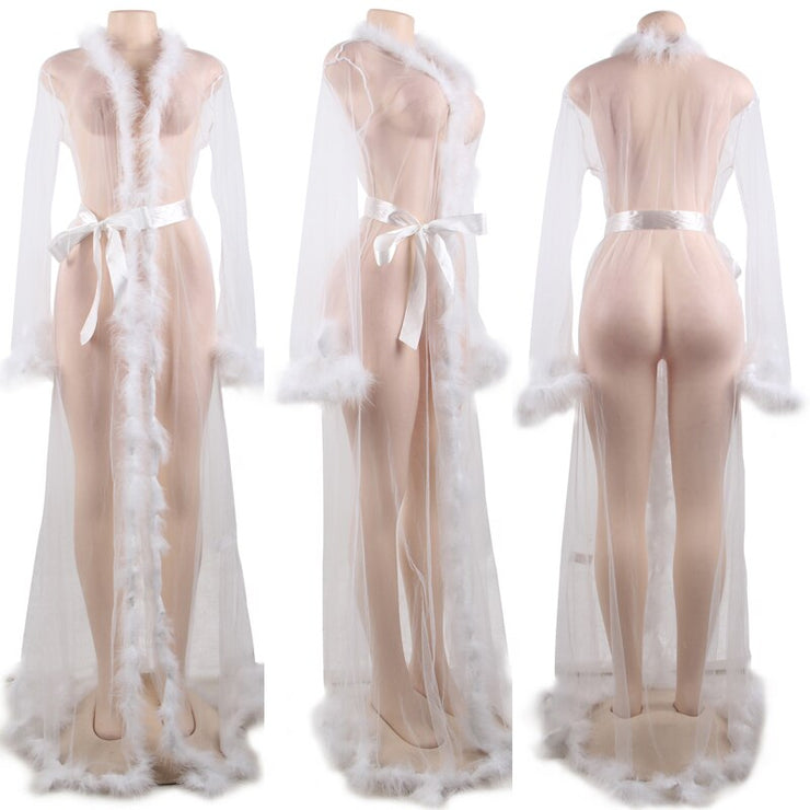 Long Sleeve Bodysuit Gown Transparent