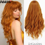 FEELSI Synthetic Pure Long Water Wave Halloween Wig