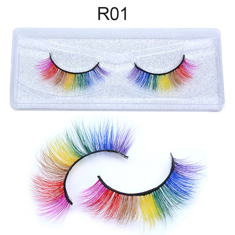 3D 5D Real Mink Strip Fake Colored Eyelashes