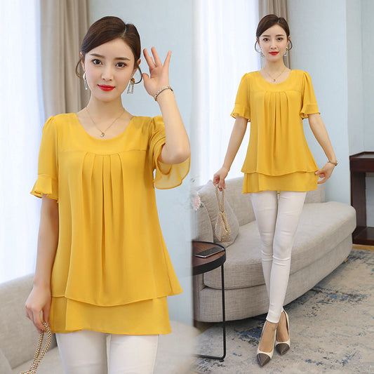 Thin Mid-length Chiffon Blouse