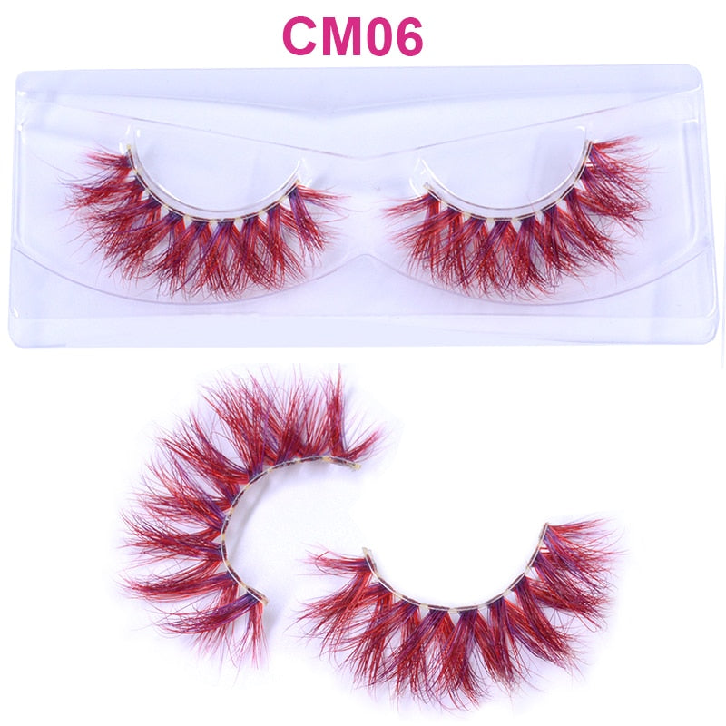 3D 5D Real Mink Strip Fake Colored Eyelashes