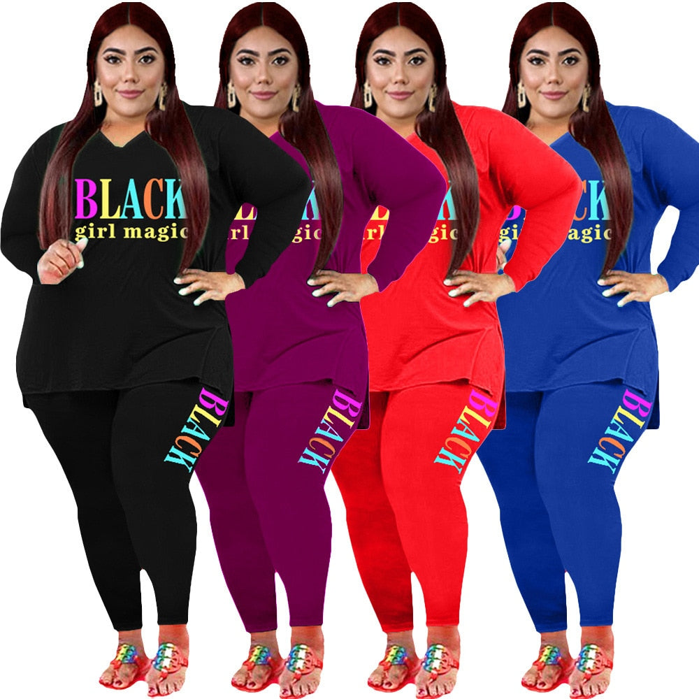 Black Girl Magic 2pc Long Sleeve Pants Suits