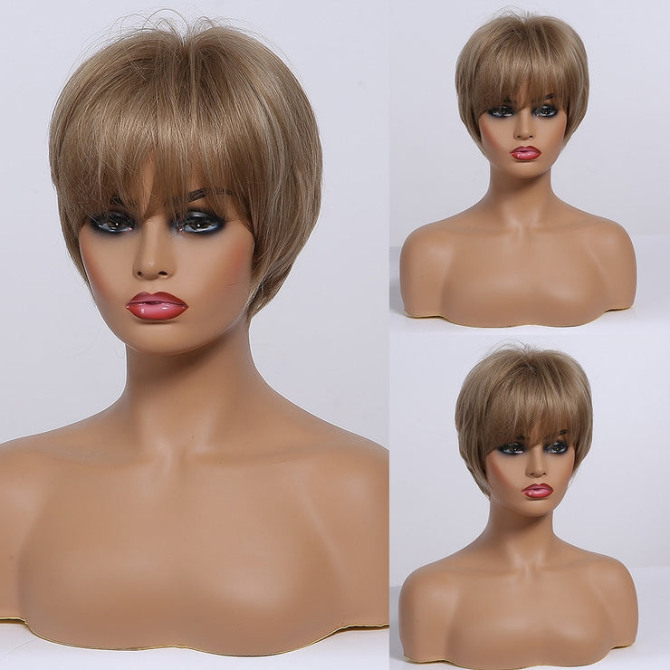 GEMMA Synthetic Wigs with Side Bangs Pixie Cut