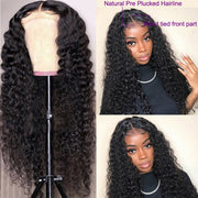 Deep Wave Lace Front Human Hair Wigs Pre-Plucked