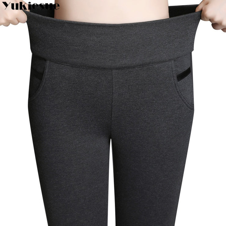 Velvet Elastic Waist Casual Pants