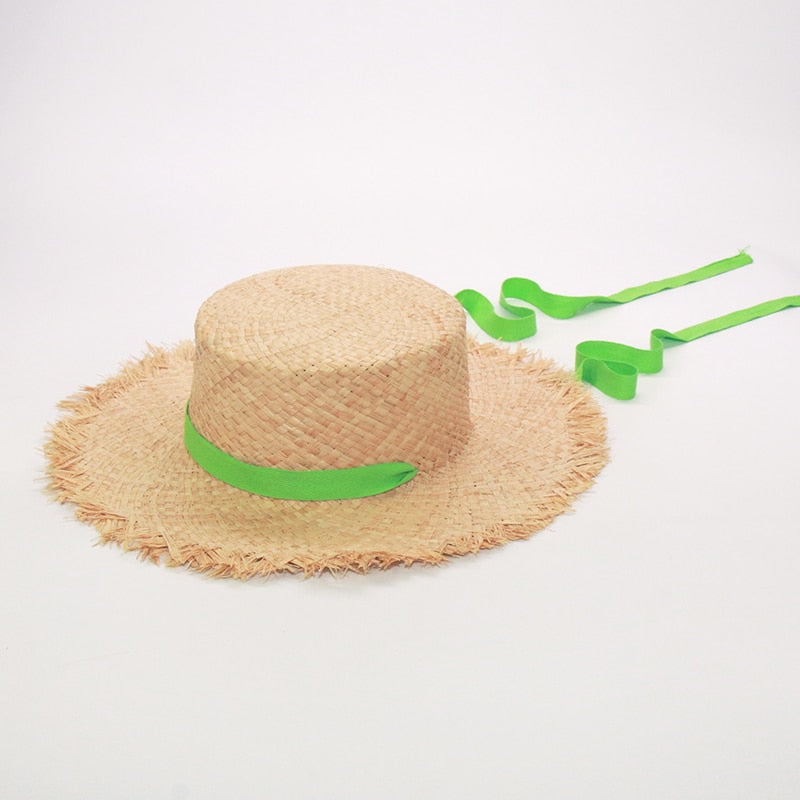 Women & Kids Ribbon Girl Summer Beach Hats