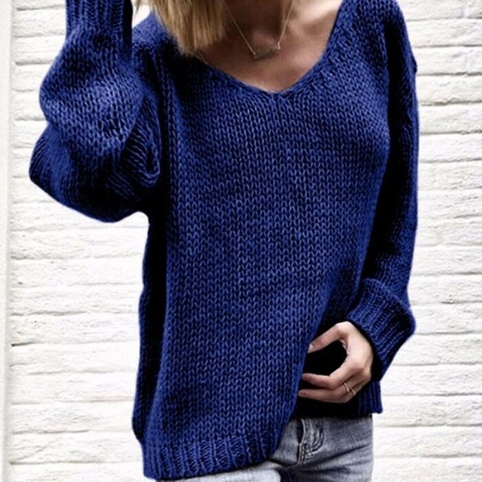 V-neck Knitted Loose Sweater