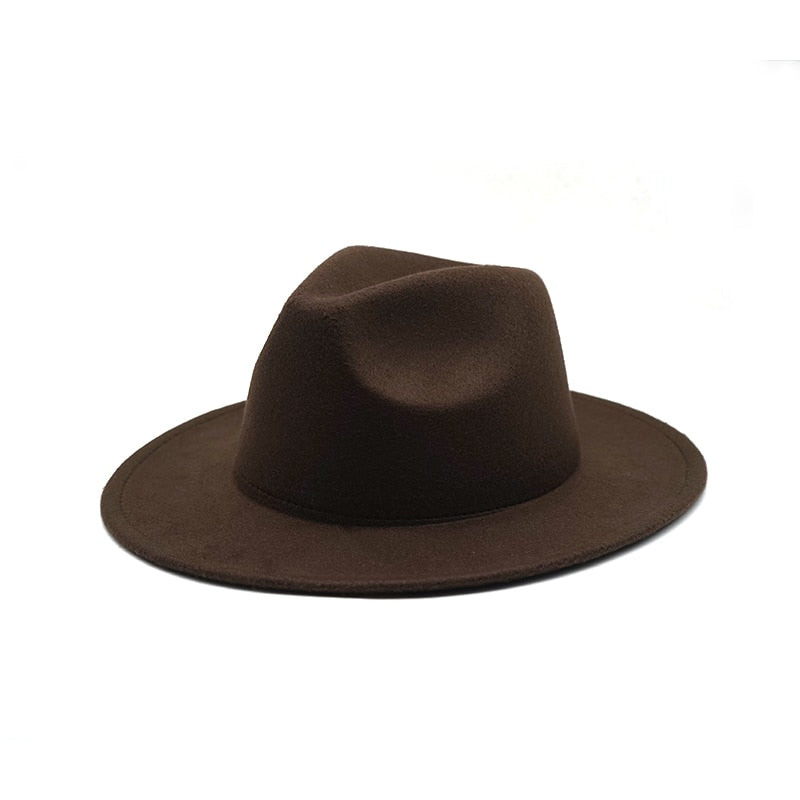 Unisex Solid Color Big Brim Fedoras