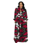 Full Sleeve Autumn Print Maxi Dresses