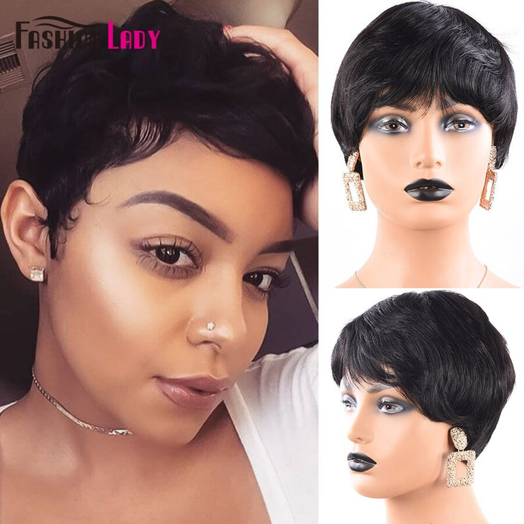 Human Hair Pixie Cut Brazilian Remy Wigs