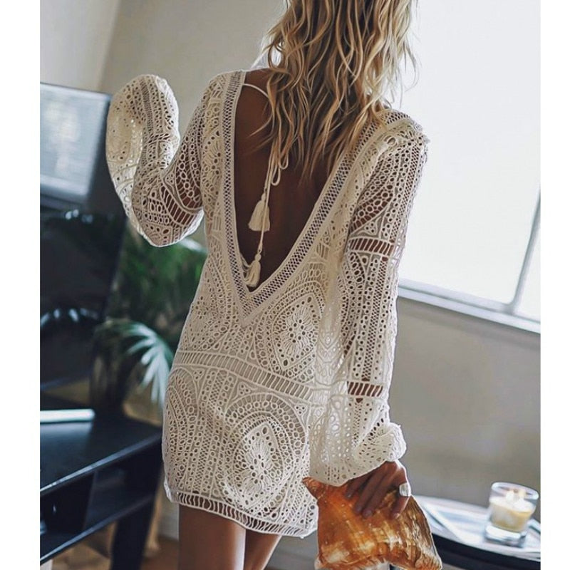 See Through Mini Bohemia Sweater Dress