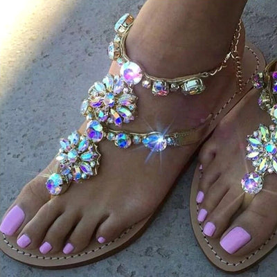 Gladiator Flat Crystal Sandals