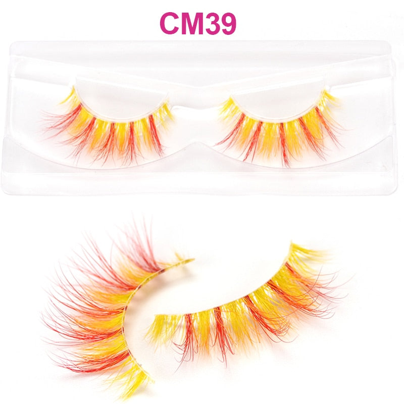 3D 5D Real Mink Strip Fake Colored Eyelashes